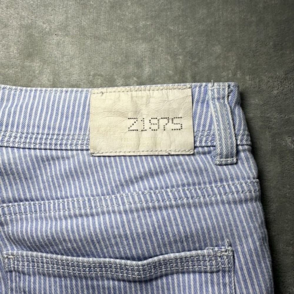 Zara Hickory Stripe Jeans Women 4 *29x27 Railroad Denim Raw Hem Coastal Heritage - Picture 4 of 12